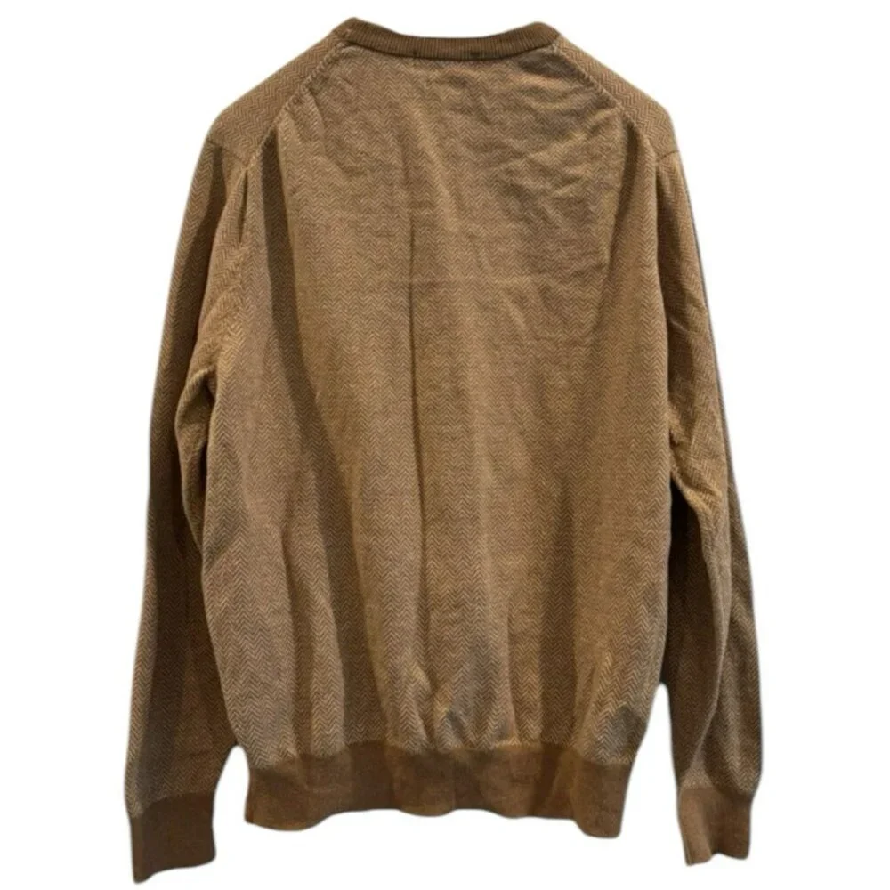 Biltmore Cotton Cashmere Sweater L Brown‎ Herringbone Crewneck 🍂